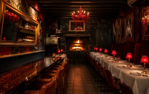 Happy hour East Village NYC at Andrew Steak Society with dry-aged steak and cocktails