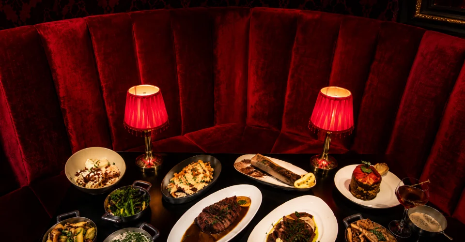 Anniversary dinner NYC for two at Andrew Steak Society with dry-aged steak and red wine